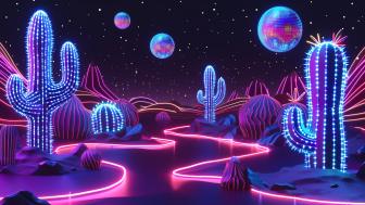 Neon Desert Dreamscape wallpaper