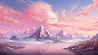 Enchanting Pink Mountain Dreamscape wallpaper