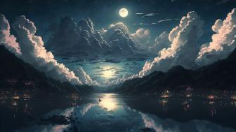 Moonlit Serenity Over Enchanted Waters wallpaper