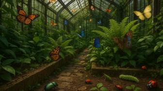Lush Greenhouse Insect Wonderland wallpaper