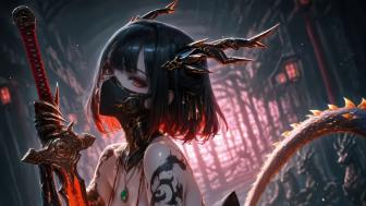 Masked Warrior in a Mystical Realm wallpaper