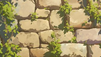 Anime Stone Wall with Vines Aesthetic in 4K wallpaper