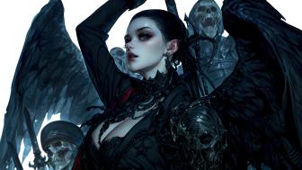 Dark Angelic Beauty in Gothic Fantasy wallpaper