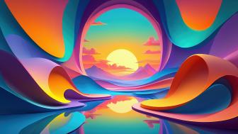 Vibrant Sunrise Over Abstract Horizons wallpaper