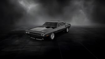 Vintage Dodge Challenger in Monochrome Elegance wallpaper