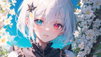 Heterochromia Beauty in Blooming Garden wallpaper