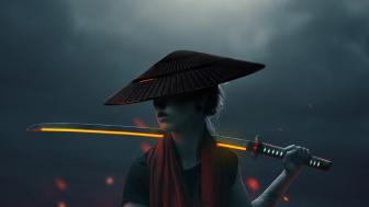 Samurai Shadows Unveiled: The Enigmatic Warrior Woman wallpaper