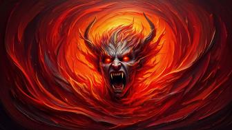 Demonic Fury Unleashed in Fiery Blaze wallpaper