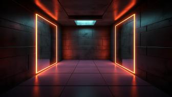 Neon Corridor of Infinite Reflections wallpaper