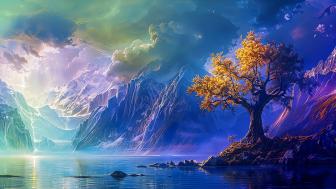 Golden Illumination by the Serene Waters wallpaper