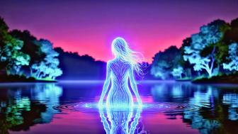Ethereal Presence in a Mystical Lake wallpaper