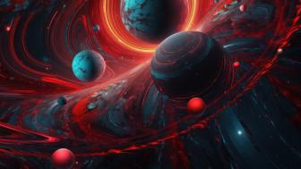 Ethereal Planets in Red and Black Cosmos wallpaper