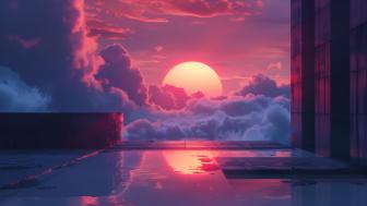 Sunset Dreamscape in Vaporwave Vision wallpaper