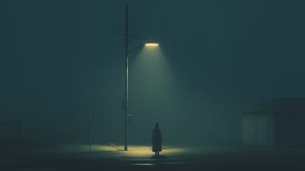 lonely-figure-street-light wallpaper