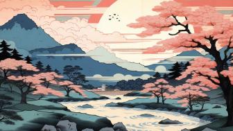 Ancient Japan in Harmonious Hues wallpaper