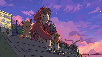 Rooftop Chill at Sunset with Lo-fi Vibes wallpaper
