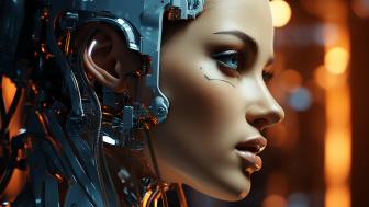 Cyborg Enigma in a Sci-Fi Realm wallpaper