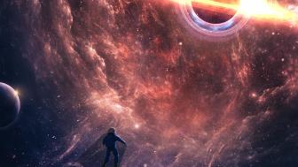 Lost Astronaut in Cosmic Abyss wallpaper