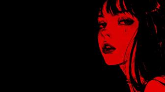 Red Gaze on Black Canvas wallpaper