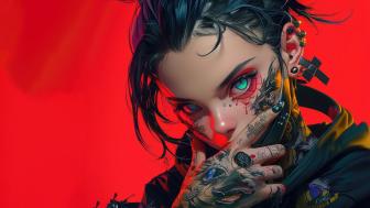 Tattooed Enigma in AI Art wallpaper
