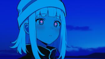 Blue-Hued Anime Dreams Underneath the Stars wallpaper