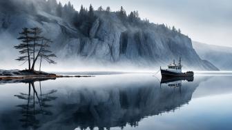 Morning Serenity on a Misty Lake wallpaper