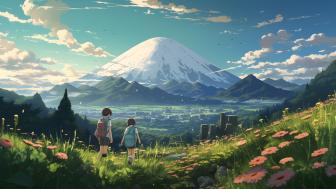 Volcanic Vista in Anime Adventure wallpaper