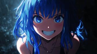 Anime Illumination with Vibrant Blue Elegance wallpaper