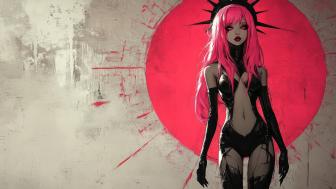 Red-Haired Enigma in a Surreal World wallpaper