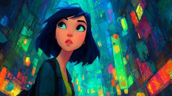Vibrant Night in a Neon Cityscape wallpaper