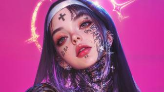 Cybernetic Devotion Neon Harmony wallpaper