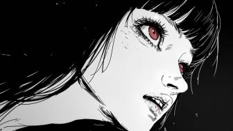 Red-Eyed Enigma in Monochrome Elegance wallpaper