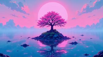 Pink Tranquility in a Digital Oasis wallpaper