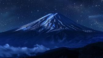 Majestic Summit Under a Starry Night Sky wallpaper