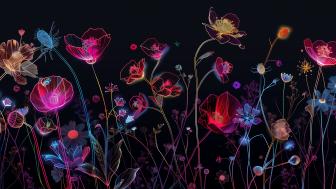 Neon Dreams Blooming in Darkness wallpaper