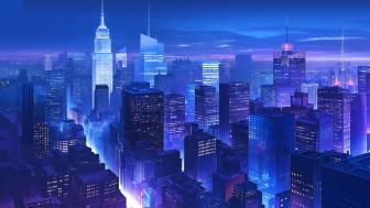 Blue Twilight in NYC Skyline wallpaper