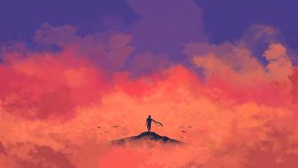 Peak of Solitude in Vibrant Skies wallpaper