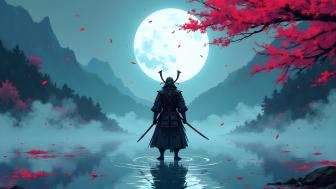Moonlit Samurai Serenity in 5K Art wallpaper