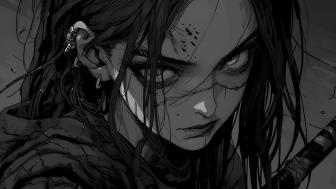 Monochrome Warrior Gaze wallpaper