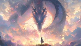 Majestic Encounter with the Celestial Dragon wallpaper