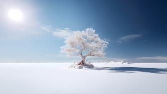 Solitary Tree in a Winter Wonderland wallpaper