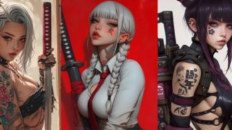 Gothic Samurai Aesthetic Collage wallpaper