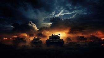 Tanks at Dusk on the Battlefield wallpaper