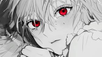 Tears and Scarlet Gaze in Anime Style wallpaper