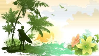Surfing Dreams in Green Paradise wallpaper
