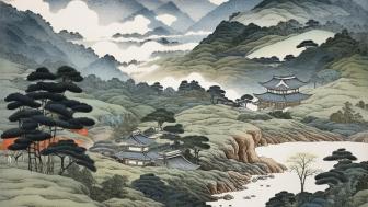 Serene Fantasy Landscape in Ancient Japan wallpaper