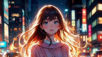 A Dreamy Evening in the Neon City wallpaper