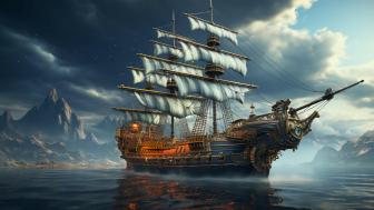Majestic Masted Ship on Serene Waters wallpaper
