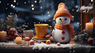 Christmas Charm with a Cozy Snowman Scene wallpaper