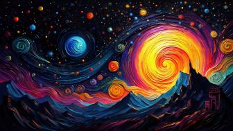 Swirling Celestial Nightscape wallpaper